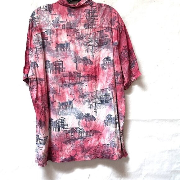 Hawaiian Aloha Cotton Blue Shirt Short Sleeve Size Extra Large XL Tie dye Blue - Picture 3 of 5